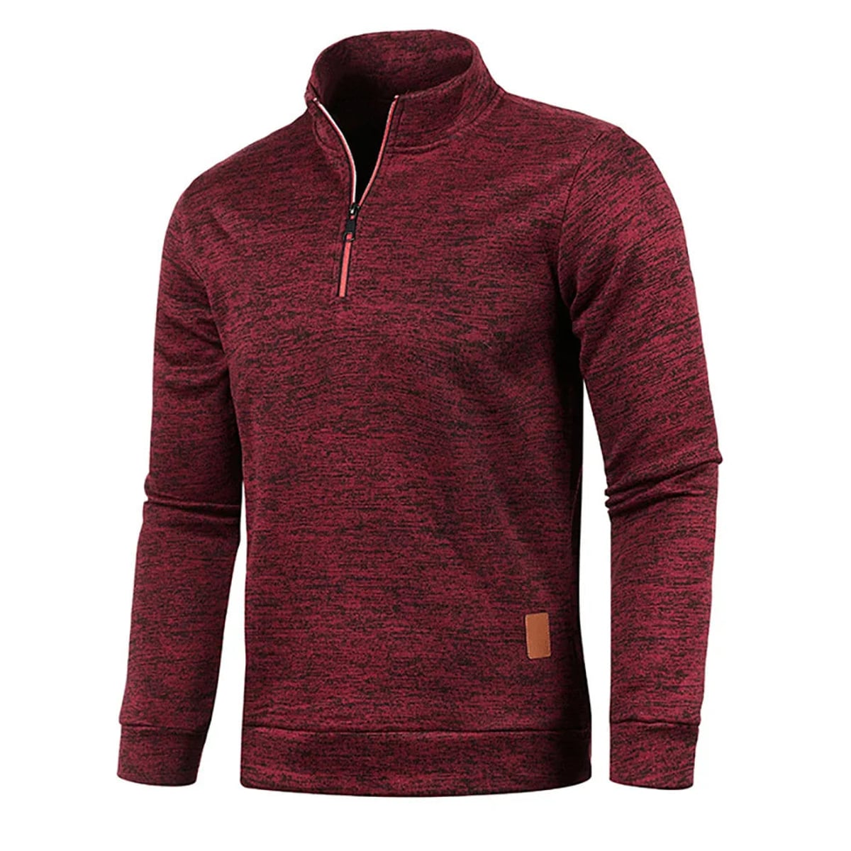 pull homme col roulé manches longues en bordeaux