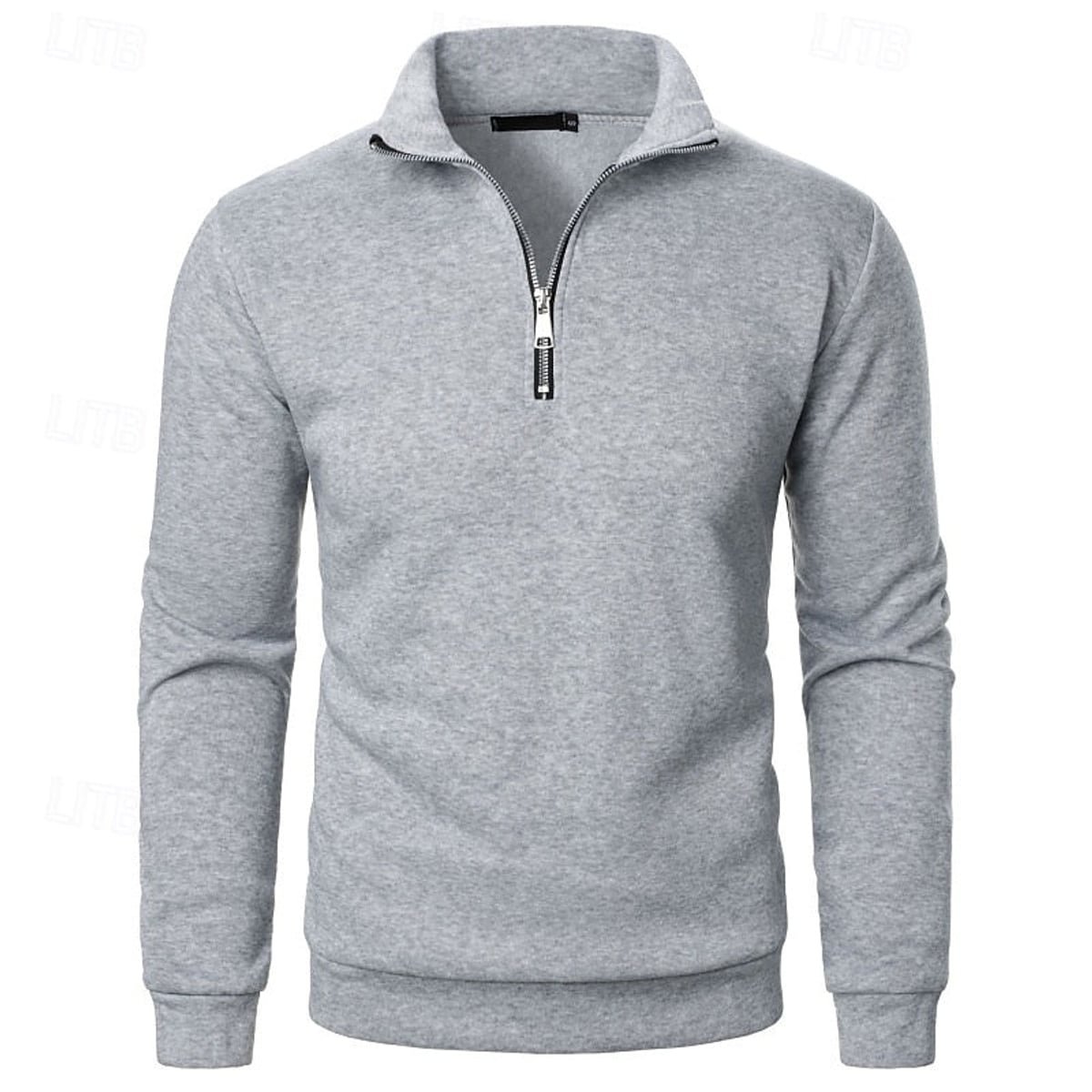 pull homme col zippé col montant en gris