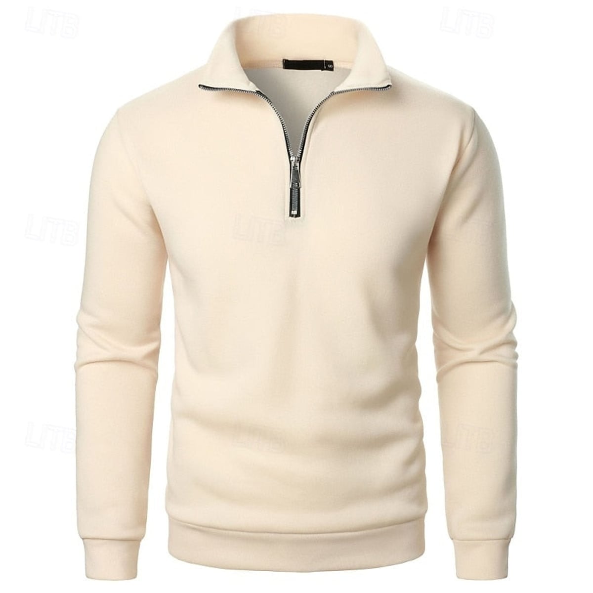 pull homme col zippé col montant en abricot