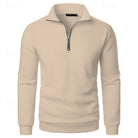 pull homme col zippé col montant en kaki