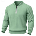 pull homme col zippé côtelé en vert