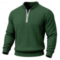 pull homme col zippé côtelé en vert foncé