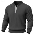 pull homme col zippé côtelé en gris foncé