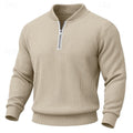pull homme col zippé côtelé en abricot