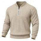 pull homme col zippé côtelé en abricot