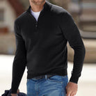 pull homme col zippé coupe ajustée en noir