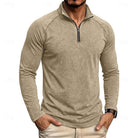 pull homme col zippé coupe décontractée en kaki