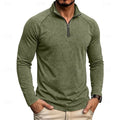 pull homme col zippé coupe décontractée en vert militaire