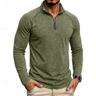 pull homme col zippé coupe décontractée en vert militaire