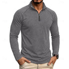 pull homme col zippé coupe décontractée en gris foncé