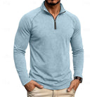 pull homme col zippé coupe décontractée en bleu clair