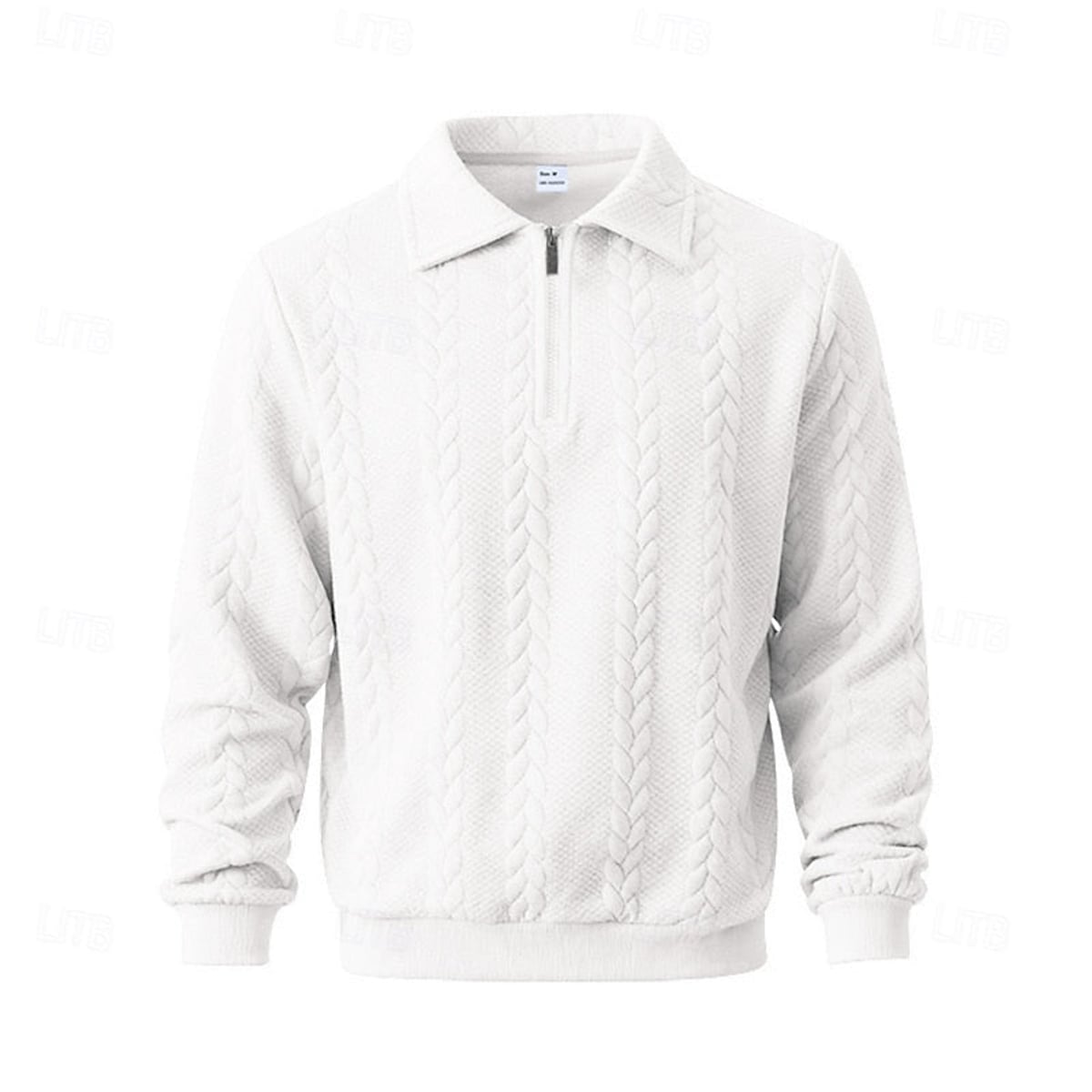 pull homme col zippé coupe régulière en blanc
