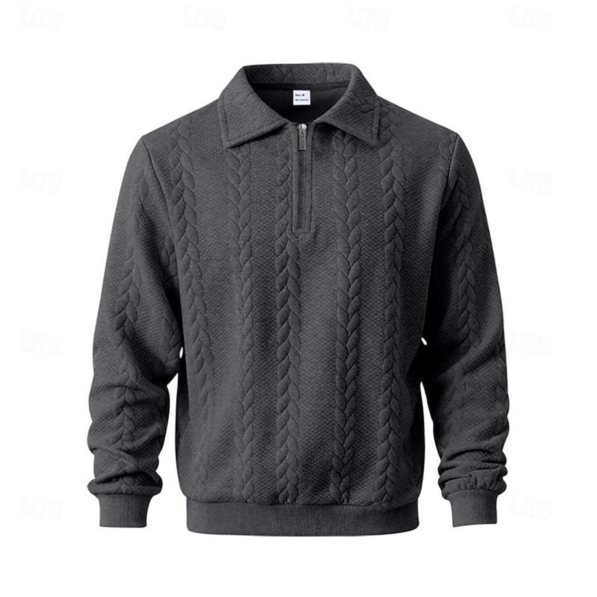 pull homme col zippé coupe régulière en gris foncé