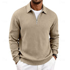 pull homme col zippé coupe régulière confort doux en kaki