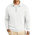 pull homme col zippé coupe régulière confort doux en blanc