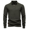 pull homme col zippé coupe régulière texturé en vert militaire