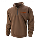 pull homme col zippé coupe relax matière douce en marron