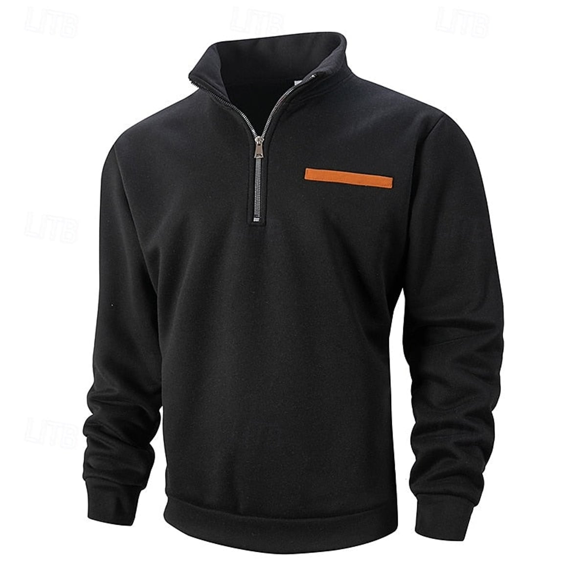 pull homme col zippé coupe relax matière douce en noir