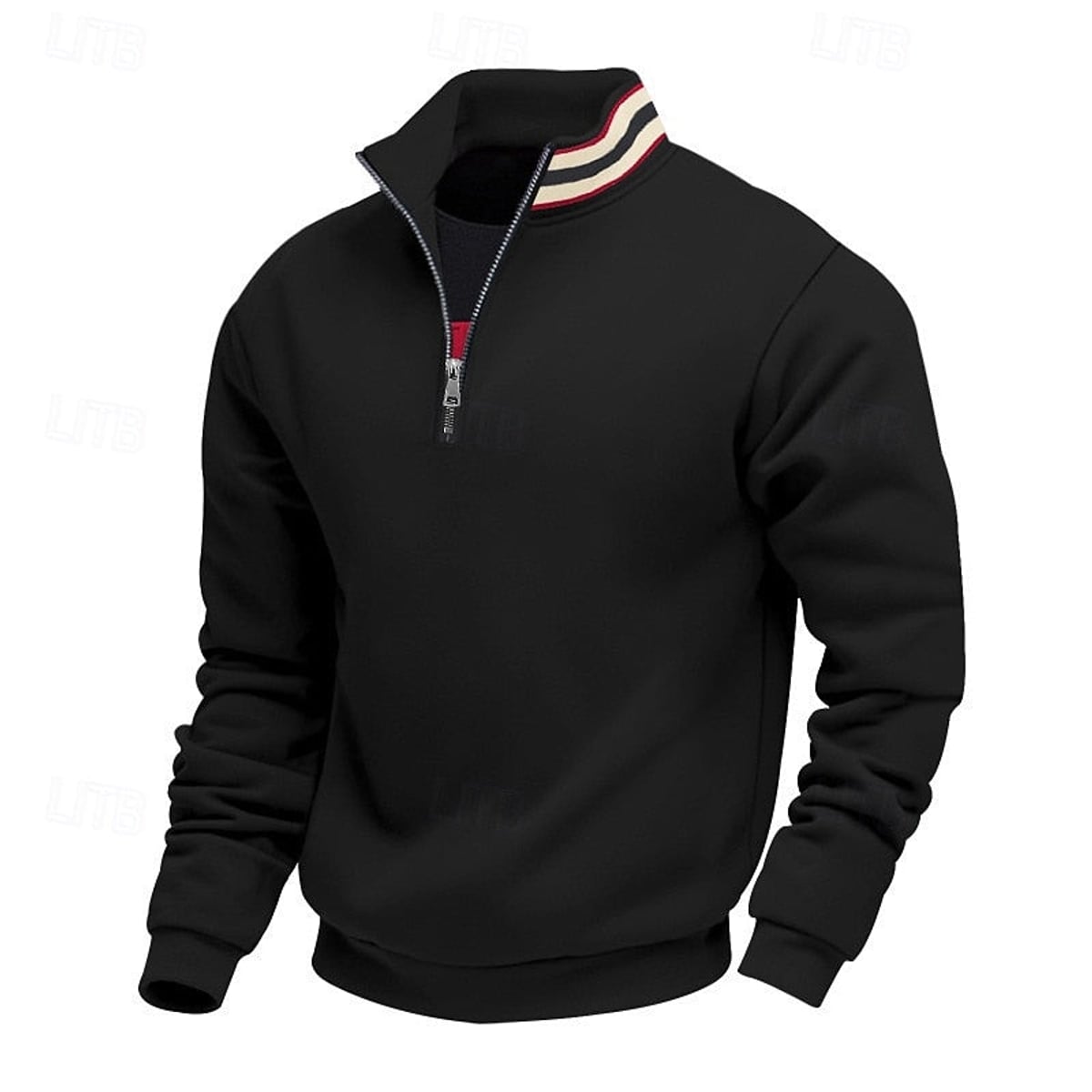 pull homme col zippé coupe relaxée multicolore en noir