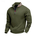 pull homme col zippé coupe relaxée multicolore en vert militaire