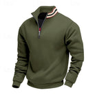 pull homme col zippé coupe relaxée multicolore en vert militaire