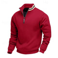 pull homme col zippé coupe relaxée multicolore en rouge