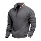 pull homme col zippé coupe relaxée multicolore en gris