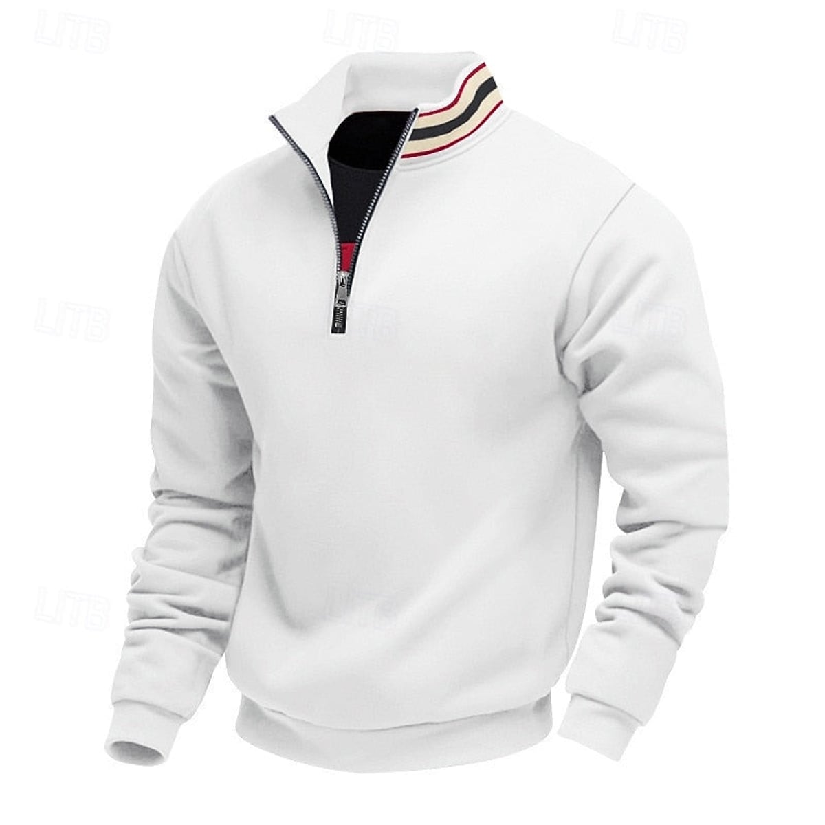 pull homme col zippé coupe relaxée multicolore en blanc