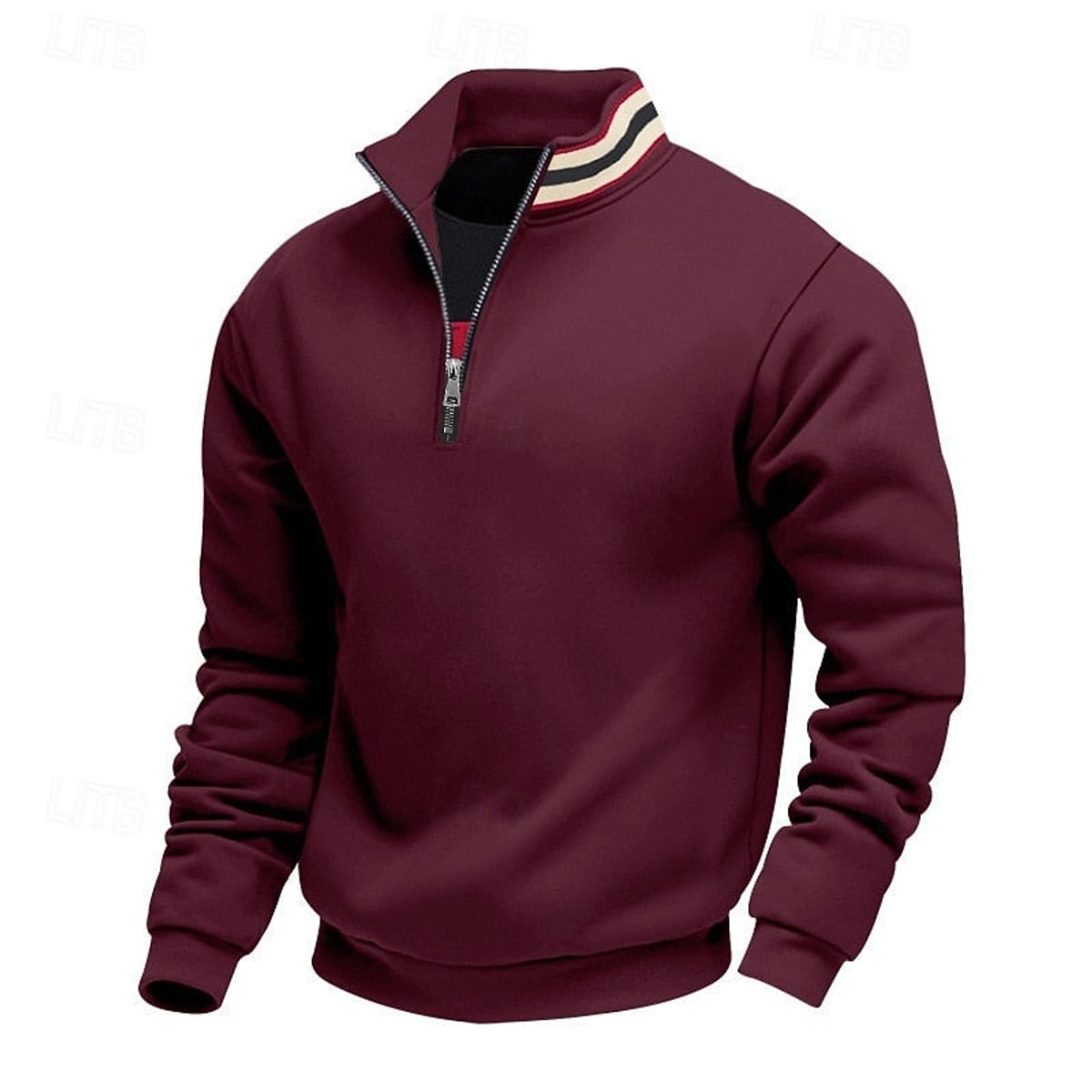 pull homme col zippé coupe relaxée multicolore en bordeaux