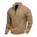 pull homme col zippé coupe relaxée multicolore en camel