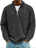 pull homme col zippé mi-hauteur coupe ample structuré en noir
