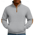 pull homme col zippé texturé en gris clair