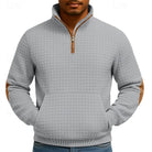 pull homme col zippé texturé en gris clair