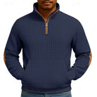 pull homme col zippé texturé en bleu marine