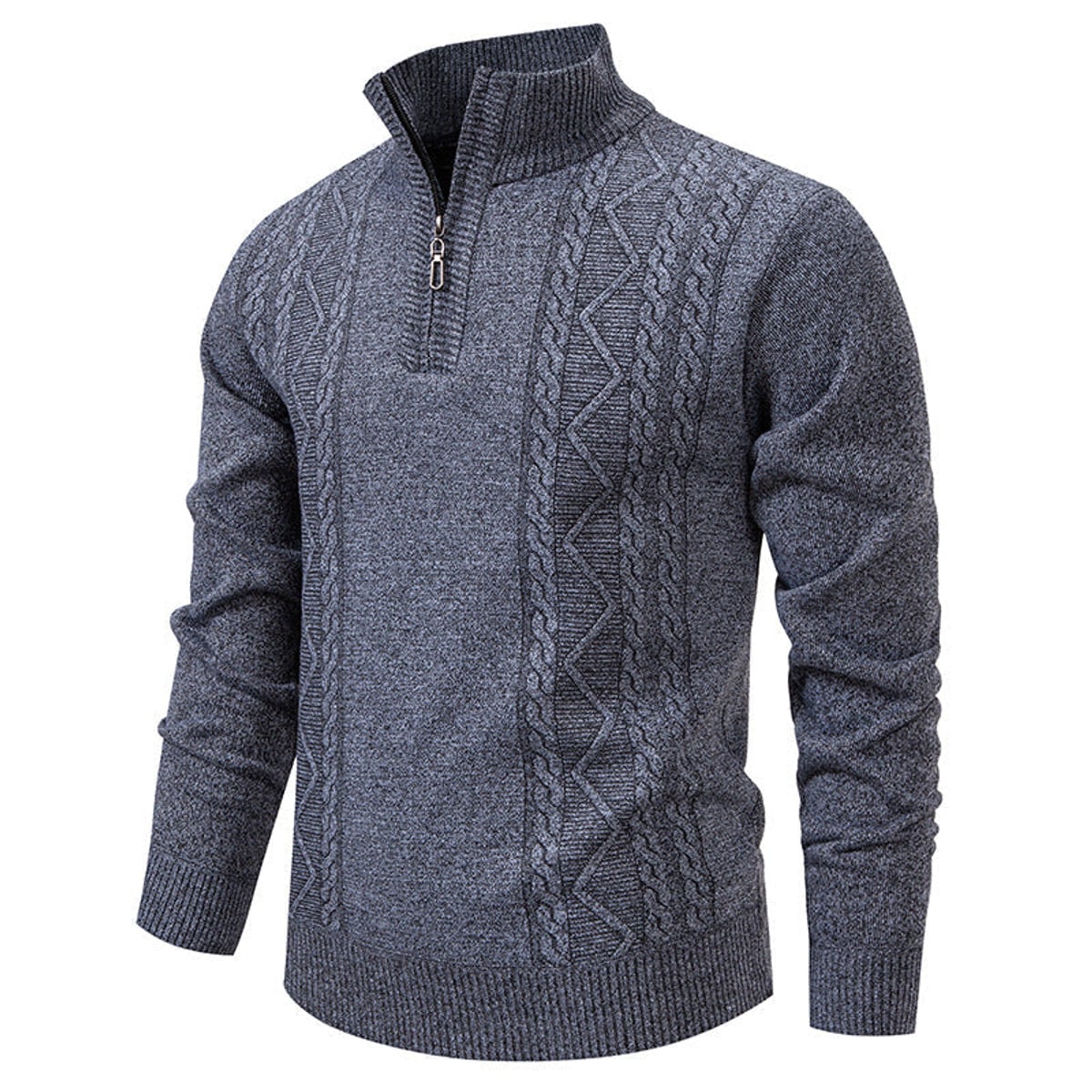 pull homme col zippé torsadé Gris clair