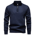 pull homme col zippé torsadé Bleu foncé