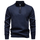 pull homme col zippé torsadé Bleu foncé