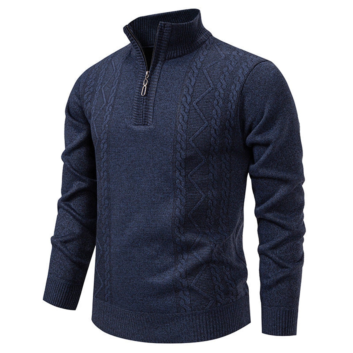 pull homme col zippé torsadé
