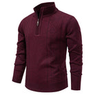 pull homme col zippé torsadé Bordeaux