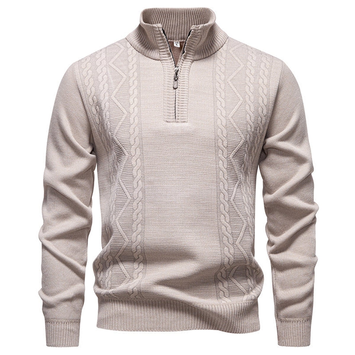 pull homme col zippé torsadé