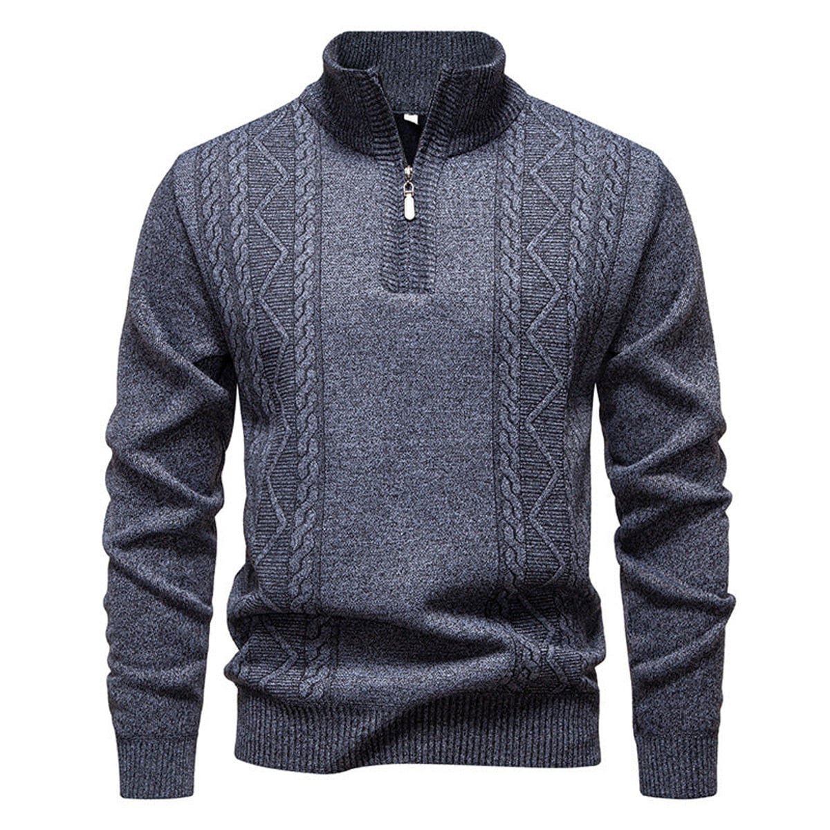 pull homme col zippé torsadé Gris foncé