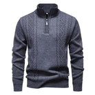 pull homme col zippé torsadé Gris foncé