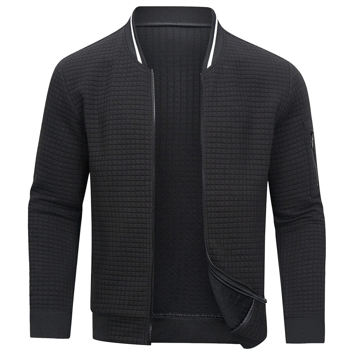 pull homme zippé col montant en noir