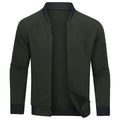 pull homme zippé col montant en vert