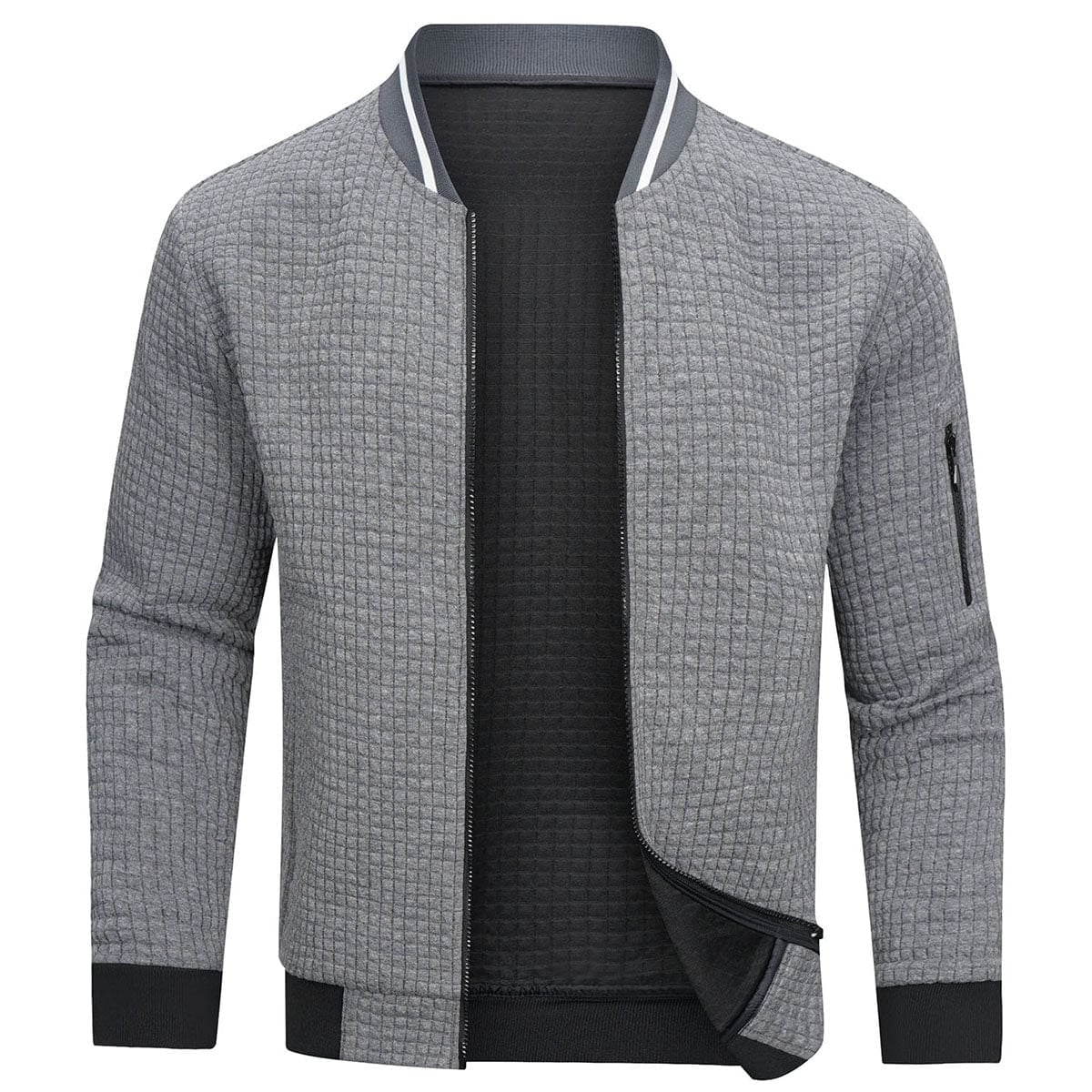 pull homme zippé col montant en gris