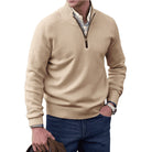 pull homme zippé maille chaude col montant granger en beige