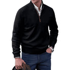 pull homme zippé maille chaude col montant granger en noir