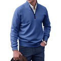 pull homme zippé maille chaude col montant granger en bleu