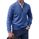 pull homme zippé maille chaude col montant granger en bleu