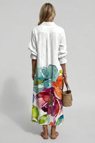 robe chemise femme longue imprimée floral en multicolore 1